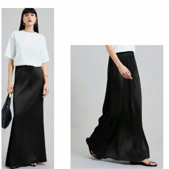 NEW Black Satin Maxi Skirt - Picture 4 of 10